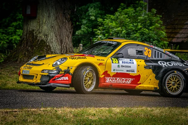 Rally Van Bohemen Een Van Rally Kampioenschappen Tsjechië Het Rijdt — Stockfoto