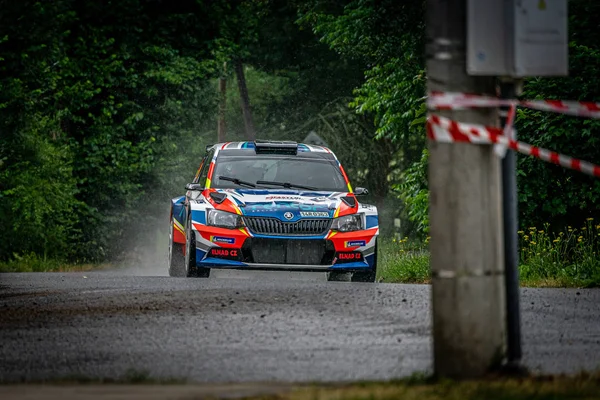 Rally Van Bohemen Een Van Rally Kampioenschappen Tsjechië Het Rijdt — Stockfoto