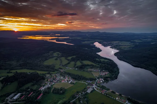 Réservoir Lipno Est Barrage Une Centrale Hydroélectrique Construits Long Rivière — Photo