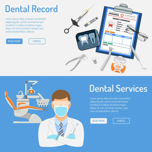 Dental Services Horizontal Banners — Stock Vector