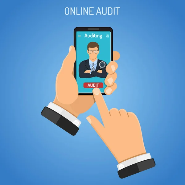 Online audit, daně, účetnictví koncept — Stockový vektor