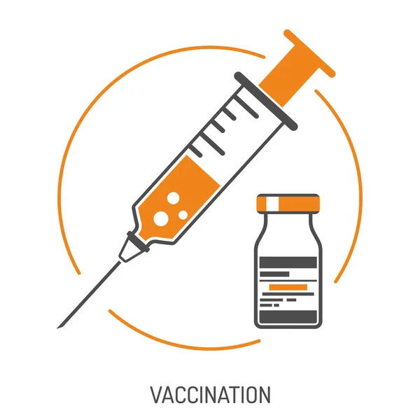 Kunststof medische spuit en flacon-pictogram — Stockvector