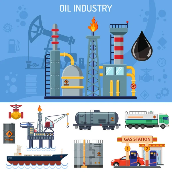 Banner de la industria petrolera — Vector de stock