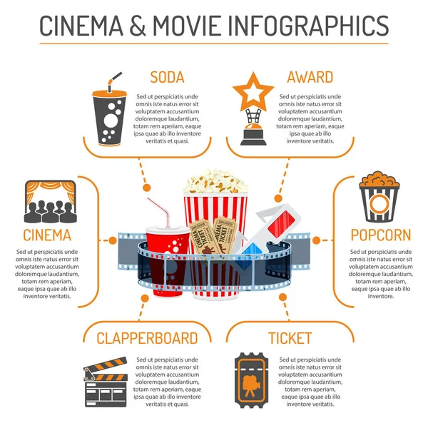 Infographie cinéma et cinéma — Image vectorielle