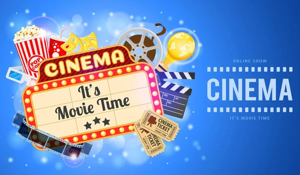 Banner de cine y cine — Vector de stock