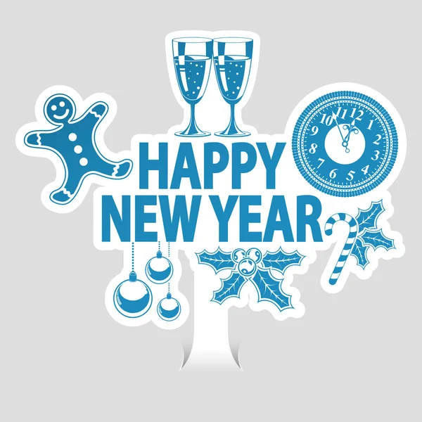Nouvel autocollant année — Image vectorielle