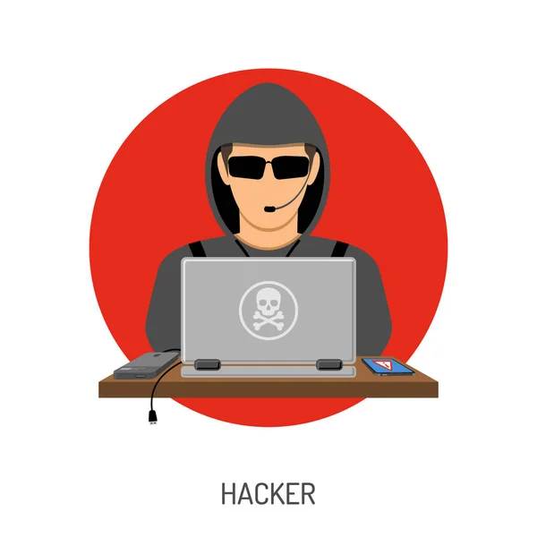 Delito cibernético con Hacker Avatar — Vector de stock