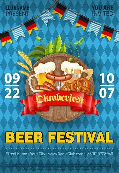 Cartel del festival de cerveza oktoberfest — Vector de stock