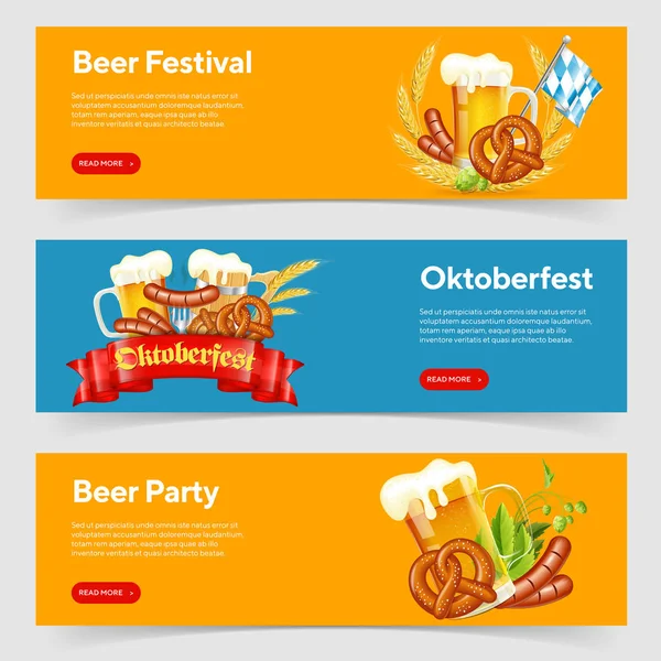 Festival de Cerveja Oktoberfest Banners — Vetor de Stock