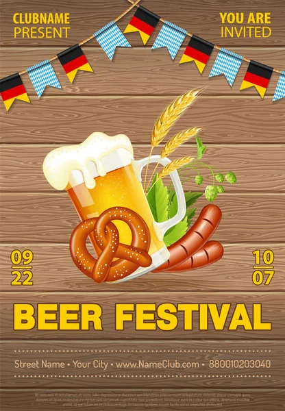Плакат фестиваля пива Октоберфест — стоковый вектор