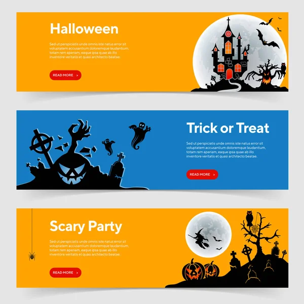 Šťastný halloween party bannerů — Stockový vektor