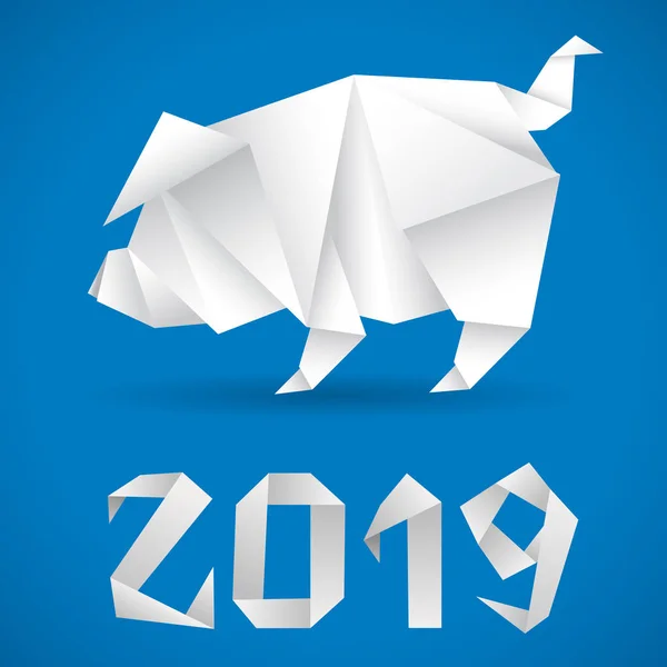 中国新年 2019年豚折り紙 — ストックベクタ