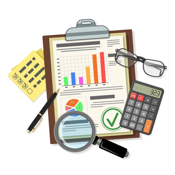 Audit, Processus fiscal, Concept comptable — Image vectorielle