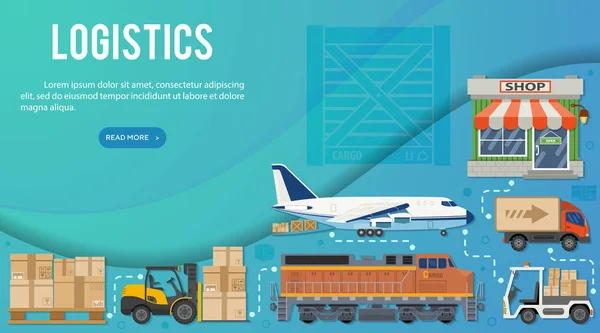 Εμπορευματικών μεταφορών και Logistics Banner Infographics — Διανυσματικό Αρχείο