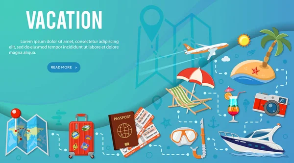 Wakacje i infografiki transparent turystyka — Wektor stockowy