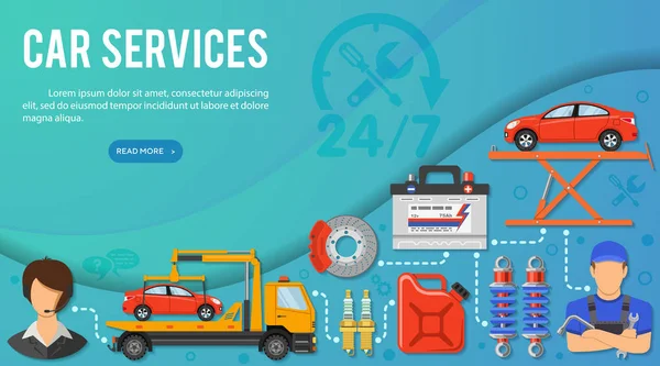 Banner de servicios de coche — Vector de stock