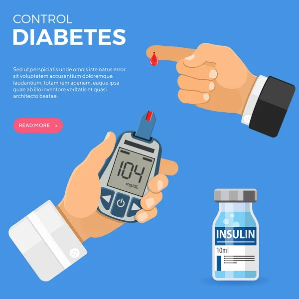 Blood glucose meter in de hand — Stockvector