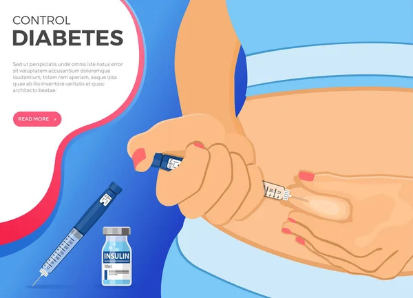 Concepto de diabetes con inyección de insulina — Archivo Imágenes Vectoriales