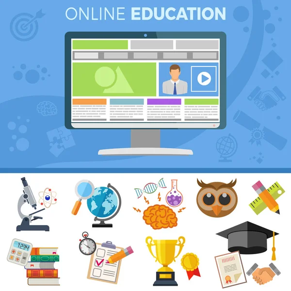 Banner educativo online — Vettoriale Stock