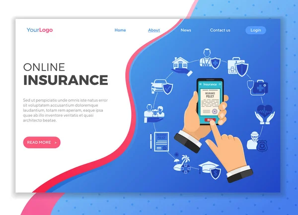 Concept des services d'assurance en ligne — Image vectorielle