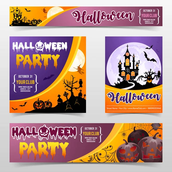 Feliz Halloween assustador Festival Poster Banner —  Vetores de Stock