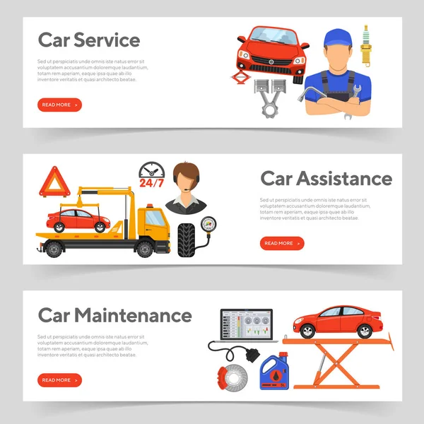 Banners de servicio de coche — Vector de stock