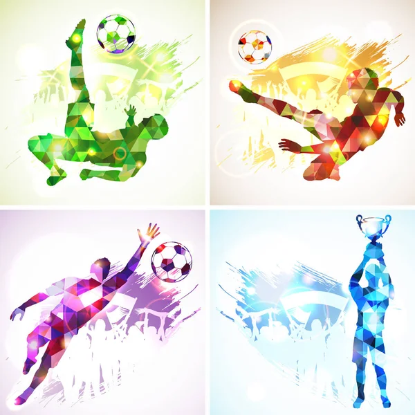 Silhouetten voetballers — Stockvector