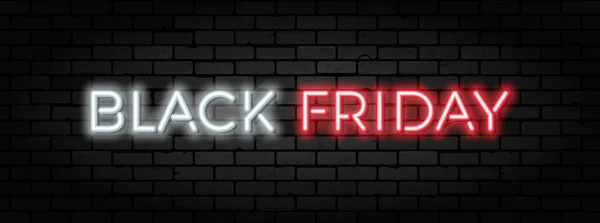 Black Friday Sale Neon Banner Design Signboard Blackfriday Sale Brickwall — Stock Vector