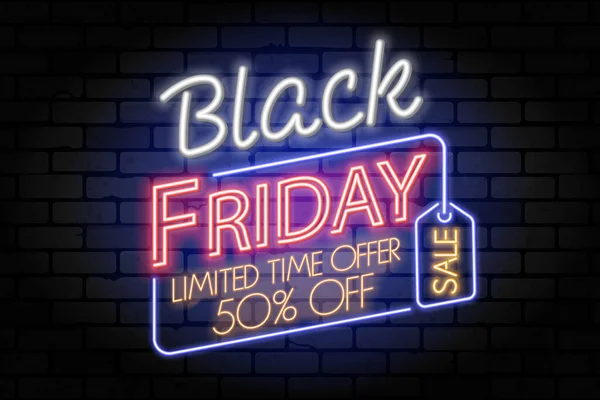 Black Friday Sale Neon Banner Design Signboard Blackfriday Sale Tag — Stock Vector