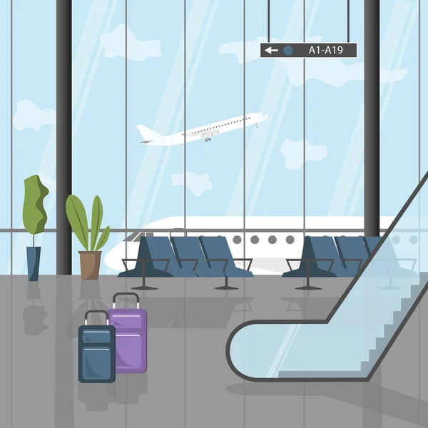 Havaalanı terminali vektörü, iş seyahati konsepti, bekleme salonu