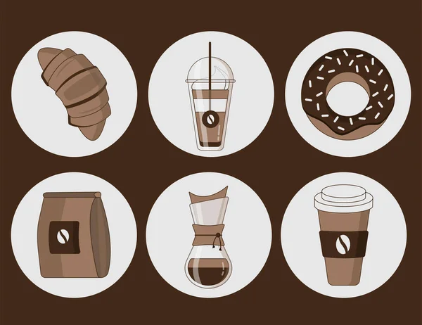 Kahve dükkanı için vektör tasarım simgeleri kümesi