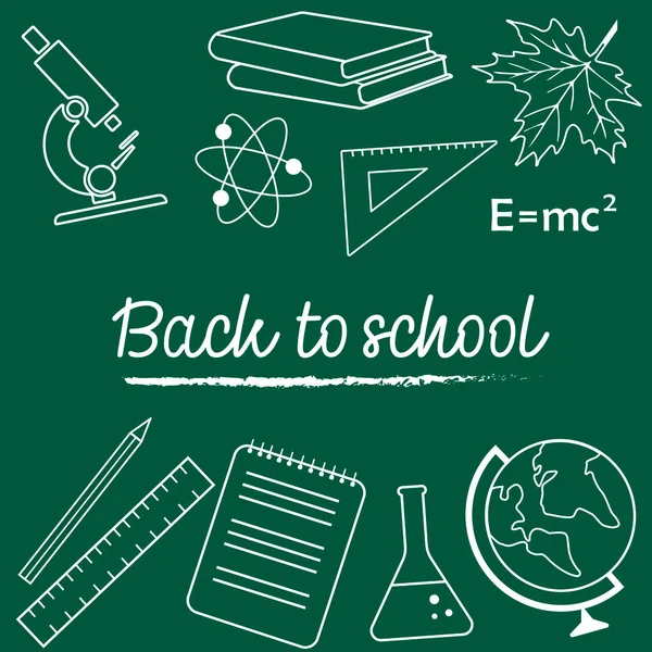 Okul geçmişine, vektör illüstrasyonuna, tebeşir efektine, okul yönetim kuruluna