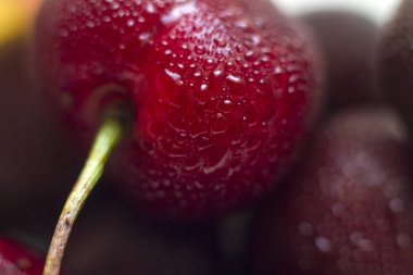 olgun kiraz çiğ makroda