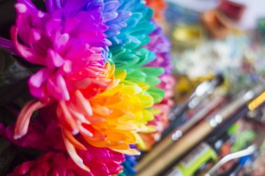 Çok Renkli krizantem boyalar ile Fırçalar paleti
