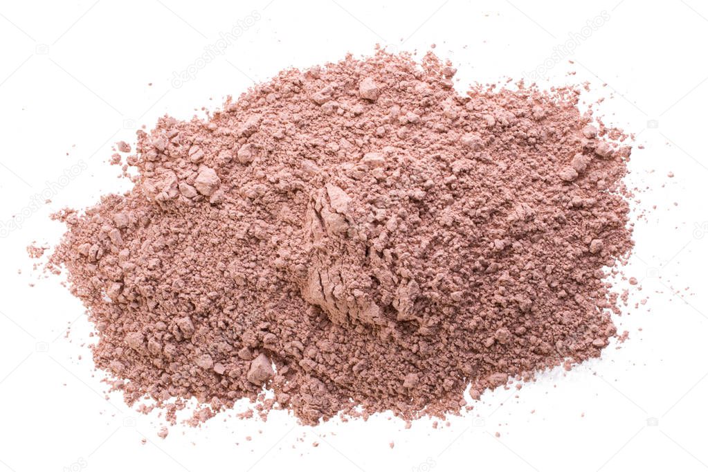 Pile of  pink  cosmetic clay isolated on white background