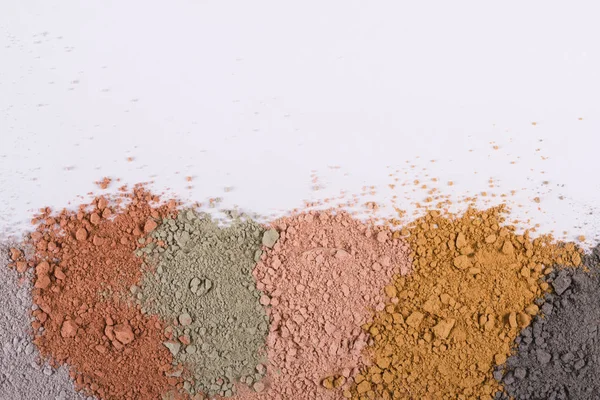 Textural Gradient Different Cosmetic Clay Mud Powders — Stock Photo, Image