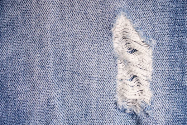 Distrutto Strappato Sfondo Blue Jeans Close Texture Blu Strappato Jeans — Foto Stock