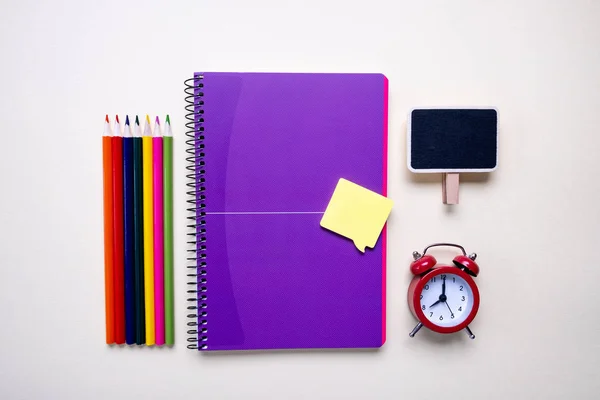 Equipamento Escritório Estudante Sobre Fundo Leve Volta Conceito Escola Vista — Fotografia de Stock