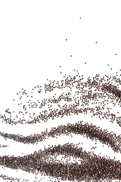 Абстрактная Группа Семян Чиа Выделена Белом Фоне Крупный План Вид — стоковое фото