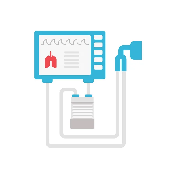 Vector respirador médico ilustración plana aislada sobre fondo blanco. Icono respirador mecánico para infografía médica. Imagen del concepto de ventilación mecánica de los pulmones . — Archivo Imágenes Vectoriales