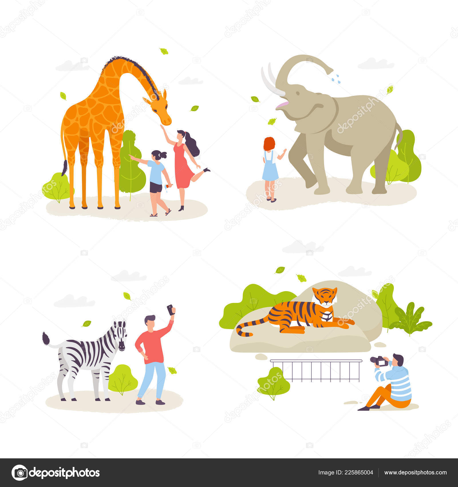 Pessoas no zoológico a olhar para os animais e a agir com eles. Animais  selvagens bonitos,, image size:1600x1700