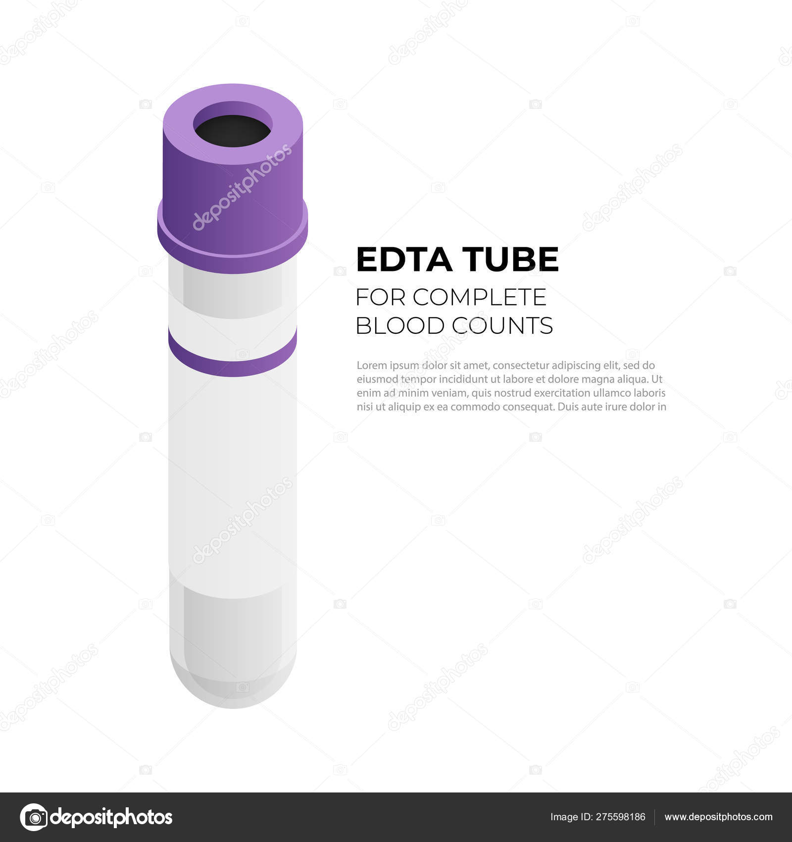 Edta Tube Vacutainer For Complete Blood Counts In Isometric Design Vector Illustration Isolated On White Background Vacuum Tube With Purple Cap Infographic Element Blood Tube Isometric Icon Stock Vector Image By C Bezvershenko
