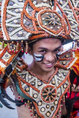 Iloilo, Filipinler - 28 Ocak: Dinagyang Festivali 28 Ocak 2018 üzerinde Iloilo Filipinler katılımcı. Santo Nino onur dini ve kültürel festival Dinagyang olduğunu