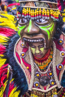 Iloilo, Filipinler - 28 Ocak: Dinagyang Festivali 28 Ocak 2018 üzerinde Iloilo Filipinler katılımcı. Santo Nino onur dini ve kültürel festival Dinagyang olduğunu