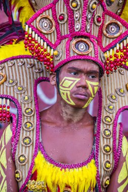 Iloilo, Filipinler - 28 Ocak: Dinagyang Festivali 28 Ocak 2018 üzerinde Iloilo Filipinler katılımcı. Santo Nino onur dini ve kültürel festival Dinagyang olduğunu