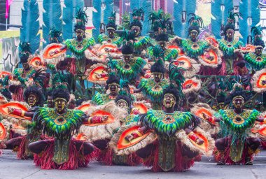 Iloilo, Filipinler - 28 Ocak: Dinagyang Festivali 28 Ocak 2018 üzerinde Iloilo Filipinler katılımcılar. Santo Nino onur dini ve kültürel festival Dinagyang olduğunu