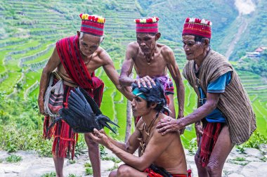 Banaue, Filipinler - Mayıs 02: Banaue 02 Mayıs 2018 Filipinler azınlıkta Ifugao insanlardan. Kuzey Filipinler dağların çoğunlukla canlı Ifugao azınlık