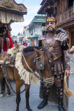 Boac, Filipinler - 30 Mart: Katılımcı Boac Marinduque adası Filipinler Moriones Festivali. Anualy kutsal hafta düzenlenen Moriones Festivali 