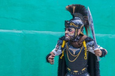 Boac, Filipinler - 30 Mart: Katılımcı Boac Marinduque adası Filipinler Moriones Festivali. Anualy kutsal hafta düzenlenen Moriones Festivali 