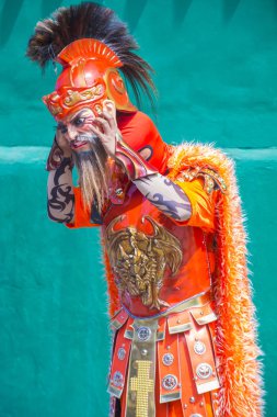 Boac, Filipinler - 30 Mart: Katılımcı Boac Marinduque adası Filipinler Moriones Festivali. Anualy kutsal hafta düzenlenen Moriones Festivali 